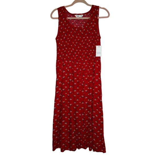 NWT Croft & Barrow red floral midi length dress size small petite - Picture 1 of 8